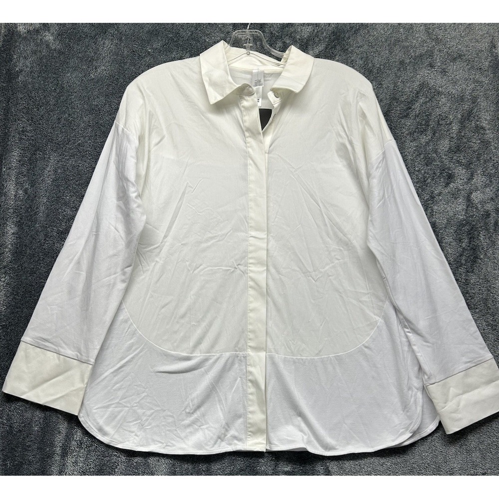 Marla Wynne Womens Size M Off White Long Sleeve Button Up Blouse Top (J12)